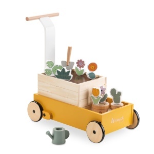 Carucior de invatare Hauck Learn to Walk Plants din lemn, cu accesorii de gradinarit