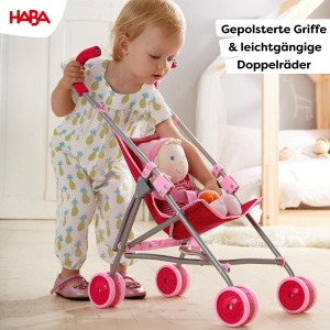 Carucior de jucarie HABA Puppenbuggy Jule pliabil manere captusite pentru papusi si jucarii de pana la 45 cm - Img 2