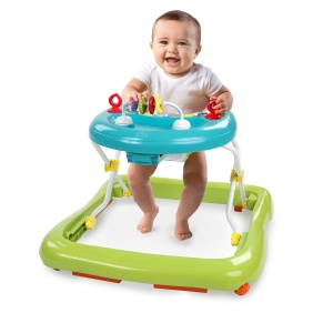 Carucior de mers Bright Starts Giggling Safari, verdealbastru, 3 inaltimi, cu spatar inalt - Img 3