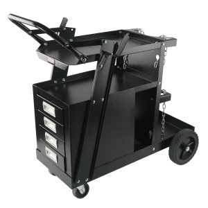Carucior de sudura VEVOR 2 rafturi cu 4 sertare Sudare mobila Max. 100-120kg Carucior pentru masini de sudura cu suport pentru 2 butelii de gaz Ideal pentru sudare manuala Sudare cu gaz protejat Sudare cu arc de argon - Img 1