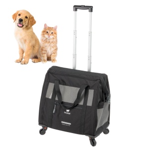 Carucior Ferplast Dog Crate Voyager Cutie de transport pisici Geanta pentru caini maner extensibil curele reglabile deschidere larga roti detasabile m