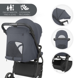 Carucior KikkaBoo Urban Dark Grey Compact Pliabil EVA Roti Suspensie - Img 8