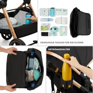 Carucior Kinderkraft ESME 3 in 1 set complet de pana la 26 kg, Sisteme de calatorie pentru carucior combinate cu scaun auto pentru bebelusi I-size 40-75 cm, Pliabil, Pozitie culcat, Gri - Img 10