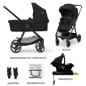Carucior Kinderkraft NEWLY 4 in 1, usor, pana la 22 kg, negru - Img 9