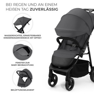 Carucior Kinderkraft TRIG 3, 25 kg, cu functie de inclinare, gri - Img 5