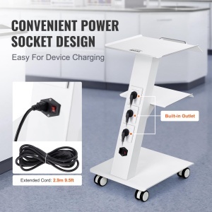 Carucior Laborator VEVOR K-SH001, 3 Etaje, Capacitate 100 kg, Cu Priza Integrata - Img 3