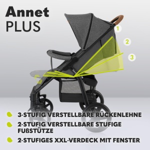 Carucior Lionelo Annet Plus pentru copii, pana la 22 kg, cu suport pentru picioare - Img 3