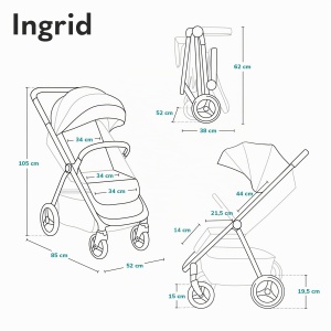 Carucior LIONELO INGRID pentru copii pana la 22 kg, cu roti EVA si sistem de pliere rapida - Img 8