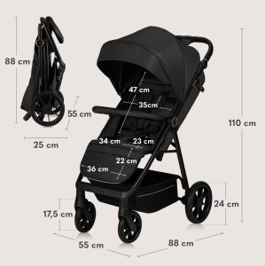 Carucior Lionelo Mira pentru copii 6 luni - 4 ani, 22 kg, cu roti mari - Img 9