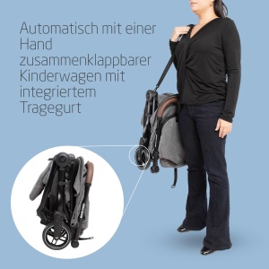 Carucior Maxi-Cosi Eva3, 0-4 ani, 0-22 kg, carucior pentru copii, usor si compact, pozitie de culcare plata, 3 pozitii de culcare, pliabil automat cu 1 mana, curea de transport, Select Gri - Img 3