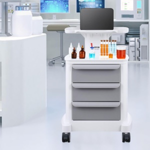 Carucior medical VEVOR FY-1T3C cu 3 sertare, capacitate 50 kg, alb - Img 8
