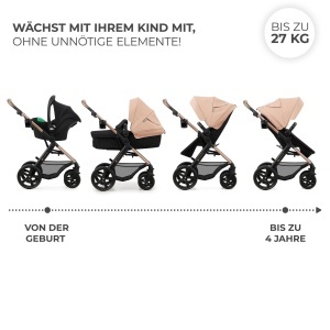 Carucior multifunctional Kinderkraft MOOV 2 3-in-1 pana la 22 kg roti EVA Beige - Img 4