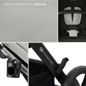 Carucior multifunctional Kinderkraft MOOV 2 XL AIR 3 in 1 Gri roti mari gonflabile - Img 6
