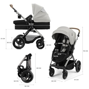 Carucior multifunctional Kinderkraft MOOV 2 XL AIR 3 in 1 Gri roti mari gonflabile - Img 16