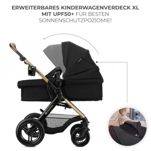 Carucior multifunctional Kinderkraft MOOV 2 XL AIR, 3 in 1, negru, capacitate 27 kg - Img 11
