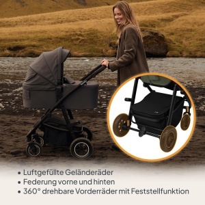 Carucior multifunctional Lionelo Amber Plus 2-in-1 pentru copii 0-4 ani roti 360deg spatar reglabil accesorii incluse - Img 2