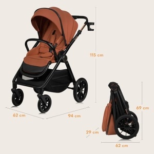 Carucior multifunctional Lionelo Layla 2 in 1 0-48 luni roti PU pivotante suspensie completa - Img 11