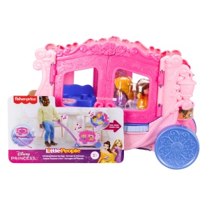 Carucior muzical pentru copii Fisher-Price Little People, cu figurine Disney Princess - Img 6