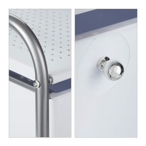 Carucior pentru baie Relaxdays cu 3 sertare, metal si plastic, 60x33x39 cm, argintiu - Img 9