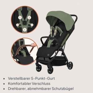 Carucior pentru copii Lionelo Julie Air, 7.5 kg, sistem de pliere automata, roti pivotante - Img 7