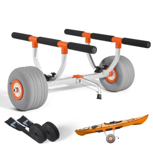 Carucior pentru kayak VEVOR 158 kg, cu roti PU de 30,5 cm si curele de fixare