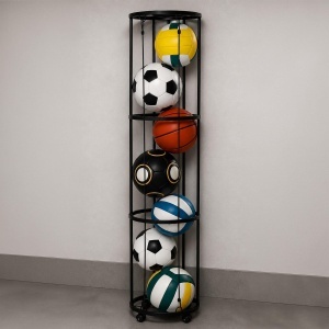 Carucior pentru mingi Relaxdays, 148,5 x 33 cm, cu 4 roti, negru - Img 2