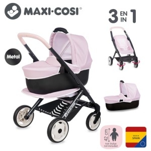 Carucior pentru papusi Smoby Maxi-Cosi 3-in-1, design original, pentru papusi de pana la 42 cm