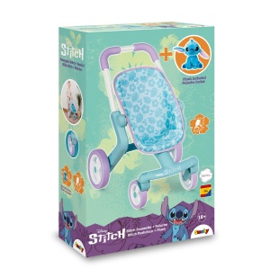 Carucior pentru papusi Smoby Stitch cu figurina de plus 25 cm, ergonomic, albastru-turcoaz - Img 5