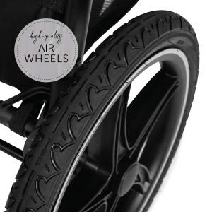 Carucior sport Hauck Runner 2, roti mari cu aer, UV50, pliere compacta, negru - Img 3