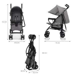 Carucior sport Kinderkraft TIK, 6.5kg, roti pivotante, gri - Img 8