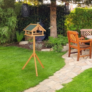 Casa pentru pasari cu suport, Relaxdays, mare, din lemn, 120 x 62 x 55 cm - Img 2