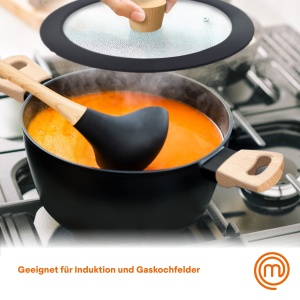 Caserola cu capac MasterChef, 20cm, antiaderenta, aluminiu, pentru toate plitele - Img 2