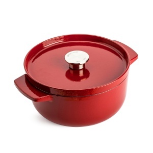 Caserola din fonta KitchenAid 22cm, 3.3L, rosu empire, rezistenta la temperaturi de pana la 260C