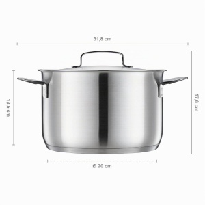 Caserola Fiskars 5 l, inox reciclabil, argintie, pentru toate plitele - Img 3