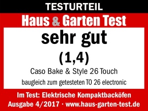 CASO Bake & Style 26 Touch - Cuptor design, Evaluare test: Foarte bun, 9 programe automate, interval de temperatura de la 30 - 230 degC, cronometru, incl. rotisor si piatra de pizza, coacere, prajire, coacere, gratar - Img 3