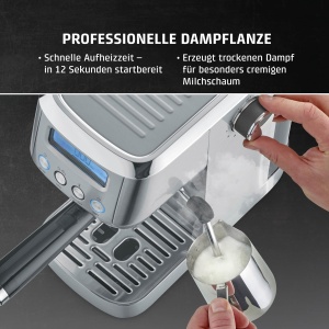 CASO EspressoGourmet Crema - Aparat de portafiltru, espressor, cu spumant de lapte, espresso, cappuccino, portafiltru din otel inoxidabil, pompa ULKA de 20 bari, aparat de cafea pudra de cafea, tampoane ESE - Img 5