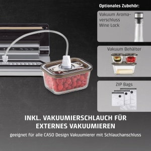 Caso VC 10 Plus Edition - include set mare de accesorii, cordon de sudura de 30 cm, rezistenta variabila la vid, pompa de vid 9 L/min, gri, argintiu, 1 pachet - Img 6