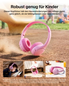 Casti audio Belkin SoundForm Mini 2 pentru copii, 55h autonomie, roz - Img 6