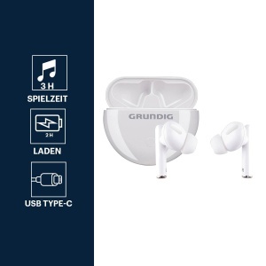 Casti audio Grundig True Wireless Sport - Bluetooth 5.3, 9 ore autonomie, alb - Img 2