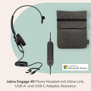 Casti audio Jabra Engage 40 cu microfon, cablu, mono, negru, noise cancelling - Img 8