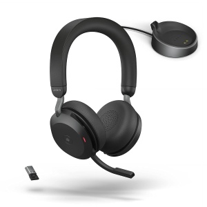 Casti audio Jabra Evolve2 75, wireless, cu 8 microfoane, ANC
