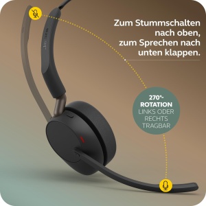 Casti audio Jabra Evolve3 65 Bluetooth, cu microfon, USB-C, ANC - Img 7