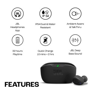 Casti audio JBL Wave Buds, bass puternic, 32 ore autonomie, negru - Img 3