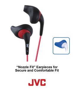 Casti audio JVC Gumy Sport, binaurale, cablu 1m, negru-rosu - Img 3