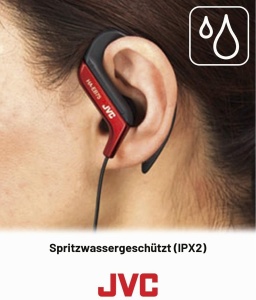 Casti audio JVC HAEB75R Sport, cu clip ajustabil, rosu, rezistente la stropi - Img 6