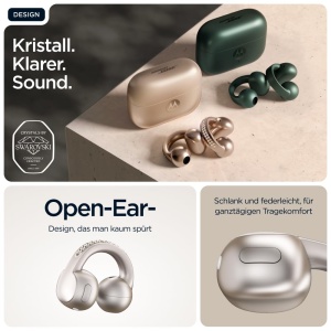 Casti audio Motorola Moto Buds Loop cu sunet Bose, incarcare wireless, Swarovski, French Oak - Img 2