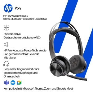 Casti audio Poly Voyager Focus 2 USB-C, Bluetooth, ANC, Negru - Img 2