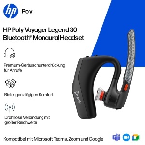 Casti audio Poly Voyager Legend 30 Noise Cancelling, 10 ore autonomie, Negru - Img 2