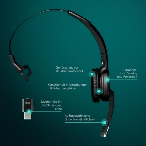 Casti audio Sennheiser Impact SDW 5011 Mono USB DECT cu suport pe ureche, Negru - Img 2
