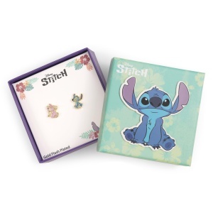 Casti audio Stitch Angel, design aurit, cu pietricele colorate - Img 4